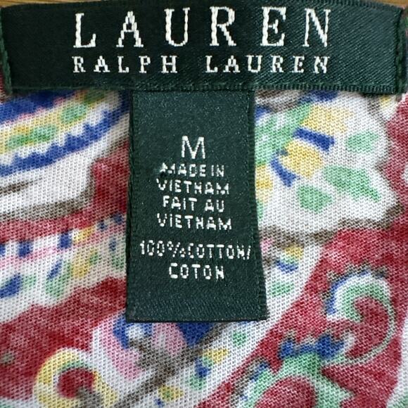 Lauren Ralph Lauren dress Size M Paisley Ruffled Collar Belted Casual Travel - Picture 3 of 6